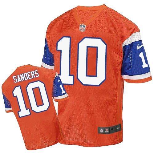 Nike Broncos #10 Emmanuel Sanders Orange Throwback Men's Stitched NFL Elite Jersey - Click Image to Close